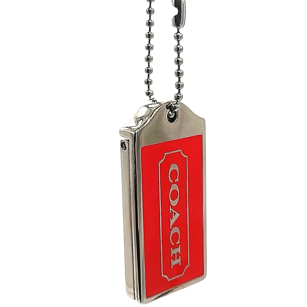 COACH Orange Keychain Key Fob Purse Hangbag Tote Charm with Mirror